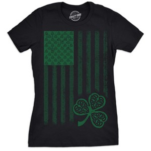 Womens Celtic USA Flag T Shirt Clover Graphic Cool Saint Patricks Day For Girls - Crazy Dog Women's T Shirt - 1 of 4
