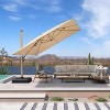 PURPLE LEAF Patio Cantilever Umbrella Teak Finished Aluminum Frame Large Offset Outdoor Sun Umbrellas with Base for Pool Garden Deck - 2 of 4