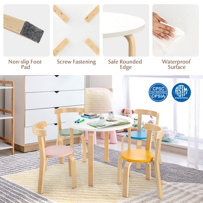 Multicolor Wooden Kids Activity Table and Chair Set with Toy Bricks