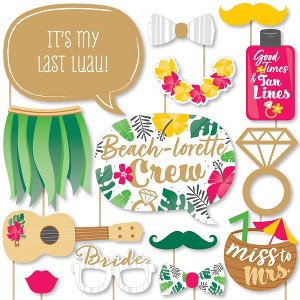 Big Dot of Happiness Last Luau - Tropical Bachelorette Party and Bridal Shower Photo Booth Props Kit - 20 Count - 1 of 4