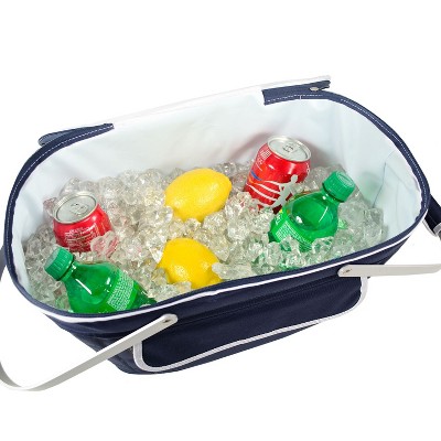 Navy Blue Insulated Picnic Basket with Service for Four