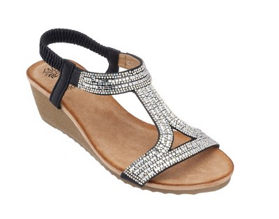 GC Shoes Coretta Embellished Slingback Wedge Sandals