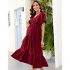 WhizMax Maternity Dress Women's V Neck Short Sleeve Smocked Ruffle Tiered flowing Pleated Midi Dress Photoshoot Baby Shower - 4 of 4