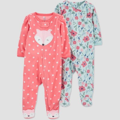 Carter's Baby Girl's Fleece Zip Front Sleep - Monkey Footless Pajama