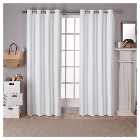Raw Silk Thermal Room Darkening Window Curtain Panel Pair Off - White