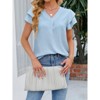 Womens Summer Casual Flutter Short Dressy Sleeve Shirts V Neck Work Blouse Business Tops - 4 of 4