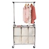 Seville Classics Rolling 3-Bag Steel Laundry Sorter w/ Hanging Bar - 2 of 4