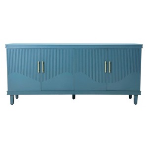 TiramisuBest Retro 3-Door Sideboard with Large Storage Space，Rattan Doors and Metal Handles, Accent Cabinet for Living and Hallway (Antique Black) - 1 of 4