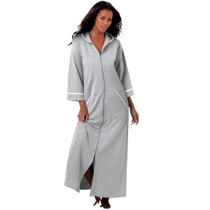 Dreams & Co. Plus Size Long French Terry Robe - 1 of 4