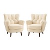 Set of 2 Dittmar Mid Century Club Chair with Wingback and Button-tufted Design  | ARTFUL LIVING DESIGN-IVORY - 2 of 4