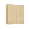 FUFU&GAGA Beige 4-door armoire with original wood color finish 2 bottom drawer cabinets - image 4 of 4