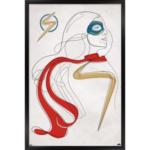 Trends International Marvel Ms. Marvel - Line Drawing Framed Wall Poster Prints - 1 of 4