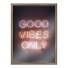 Kate and Laurel Blake Good Vibes Only Neon Sign Framed Printed Glass by The Creative Bunch Studio, 18x24, Gold - 2 of 4