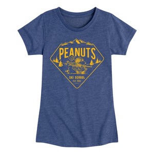 Girls' - Peanuts - Ski School Fitted Short Sleeve Graphic T-Shirt - 1 of 4