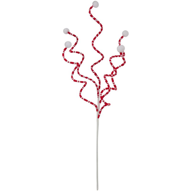Northlight 24" Red and White Striped Candy Cane Curls Christmas Spray, 1 of 5