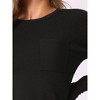 cheibear Women's Long Sleeve Crewneck Casual Sleep Dress with Chest Pocket - 4 of 4