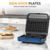 Heynemo 3 in 1 Sandwich Maker, Electric Waffle Maker with Removable Non-stick Plates, 850W Panini Press Grill with Glass Top, Cool Touch Handle, Blue - 4 of 4