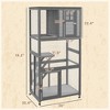 PawHut 74" Wooden Outdoor Catio with Wheels, Weatherproof Cat House Enclosure Condo for Multiple Cats, Light Gray - Nertpow - 4 of 4
