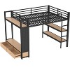 Bellemave Queen size Loft Bed Frame with Wardrobe,Metal Loft Bed with Storage Shelves and Pegboard,Black - 3 of 4