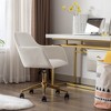 Modern Velvet Swivel Desk Chair, Height Adjustable 360 Degree Swivel Office Chair With Metal Legs, Upholstered Makeup Vanity Armchair With Back - 3 of 4