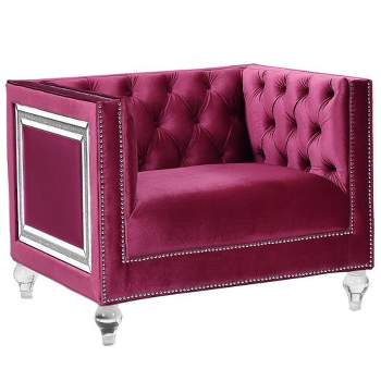 Heibero 40" Accent Chairs Burgundy Velvet - Acme Furniture