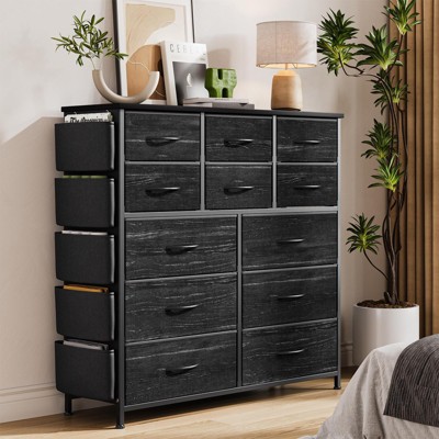 Tall Dresser For Bedroom, Chests Of Drawers, Fabric Dresser Storage Tower For Closet, Hallway, Living Room, Metal Frame, Wooden Top