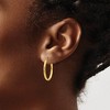 Black Bow Jewelry 2.5mm x 26mm 14k Yellow Gold Diamond-Cut Oval Hoop Earrings - 3 of 4