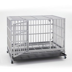 XBRIGH 48 Inch Heavy Duty Indestructible Dog Crate Steel Escape Proof,Indoor Double Door High Cage,Kennel with Wheels,Removable Tray, Extra Large - 1 of 4