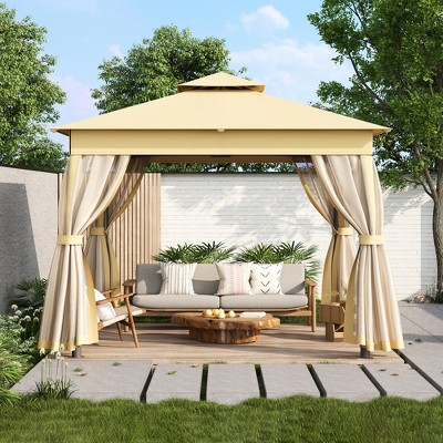 Outdoor Gazebo Tent with Double Roofs, Patio Gazebo with Mosquito Netting, Patio Canopy for Backyard, Garden, Lawn and Deck