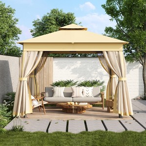 Outdoor Gazebo Tent with Double Roofs, Patio Gazebo with Mosquito Netting, Patio Canopy for Backyard, Garden, Lawn and Deck - 1 of 4