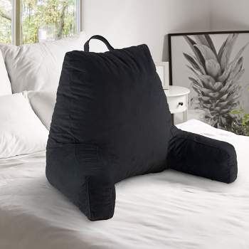 Nestl Backrest Reading Pillow, Back Support Pillow with Arms, Shredded Memory Foam Bed Rest Pillow, Medium, Dark Gray