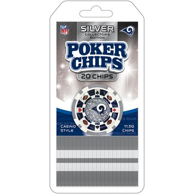 MasterPieces Casino Style 20 Piece 11.5 Gram Poker Chip Set NFL Los Angeles Rams Silver Edition