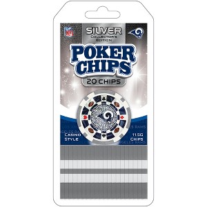 MasterPieces Casino Style 20 Piece 11.5 Gram Poker Chip Set NFL Los Angeles Rams Silver Edition - 1 of 3