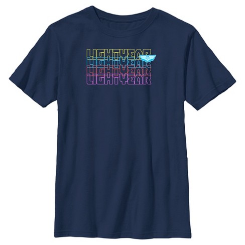 Boy's Lightyear Stacked Colorful Logo T-shirt - Navy Blue - Medium : Target