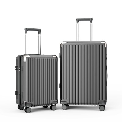 SKONYON 2-Piece PC Hardshell Luggage Set Expandable Capacity Suitcase with Spinner Wheels, TSA Lock , Cup Holder, and Phone Stand