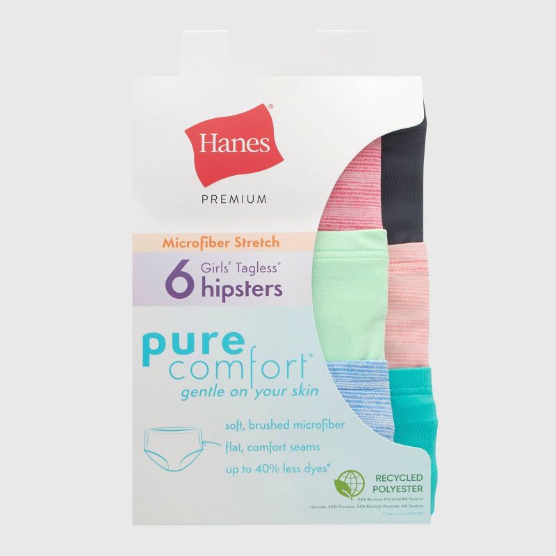 Hanes Girls' 6pk Pure Microfiber Hipster - Colors May Vary, 4 of 4