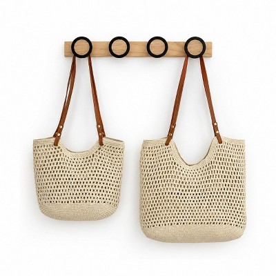 Alilang Woven Mesh Tote Bag Lightweight Shoulder Handbag Large Capacity Vacation Beach Purse, Large — фото 4