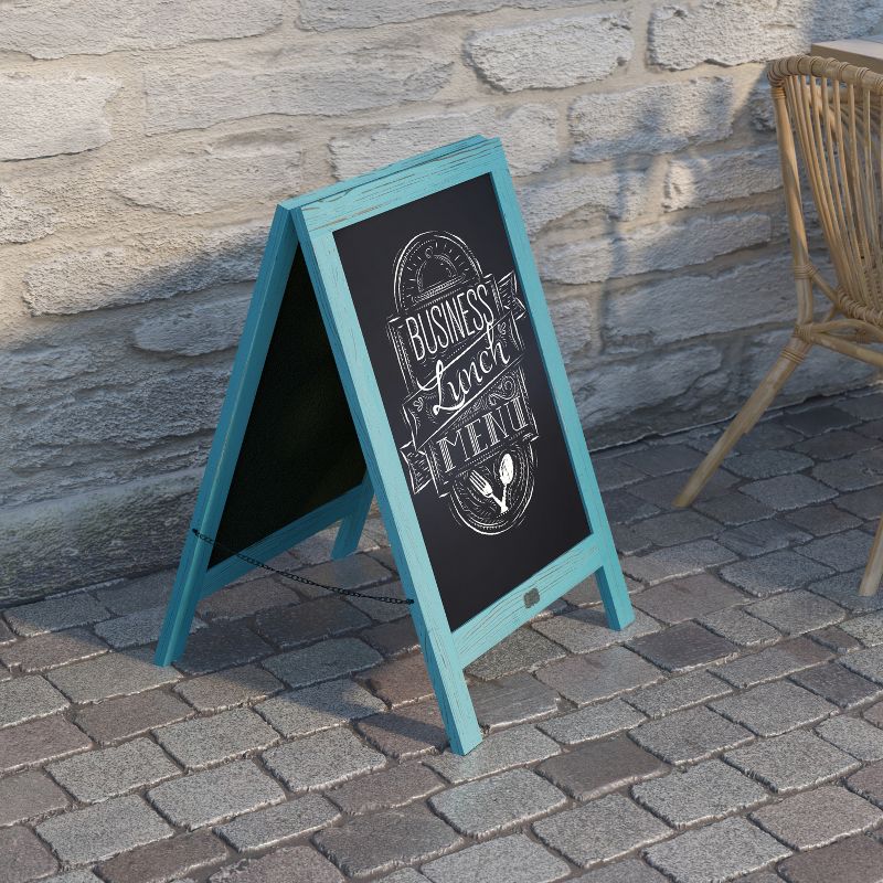 Emma and Oliver 48"x24" Rustic Vintage Double-Sided Folding Magnetic Chalkboard with 8 Chalk Markers, 10 Chalkboard Stencils and 2 Rustic Magnets, 4 of 12