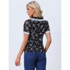 INSPIRE CHIC Women's Peter Pan Collar Lace Trim Embroidered Casual Floral Blouse - 4 of 4