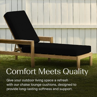 Sunbrella Canvas Black Outdoor Chaise Lounge Cushion