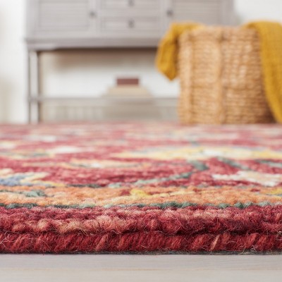Handmade Rustic-Chic Round Red Wool Tufted Rug - 5' Diameter