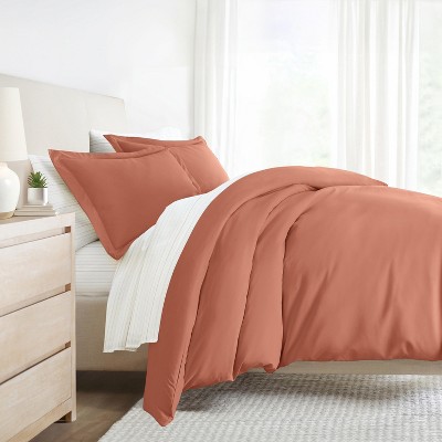 8PC Complete Bedding, Solid Duvet Cover, White Comforter and Patterned Sheet Set - Becky Cameron