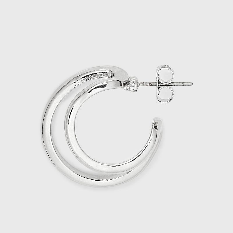 High and Low Tubular Hoop Earrings - Universal Thread&#8482; Silver, 4 of 5