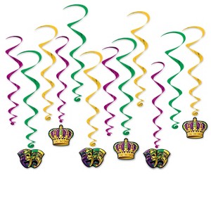 Beistle Mardi Gras Whirls, 17.5"-31.5", (24/Pkg) Multicolored - 1 of 2