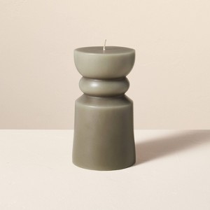 Spindle Figural Sculpted Pillar Candle Green - Hearth & Hand™ with Magnolia - 1 of 4