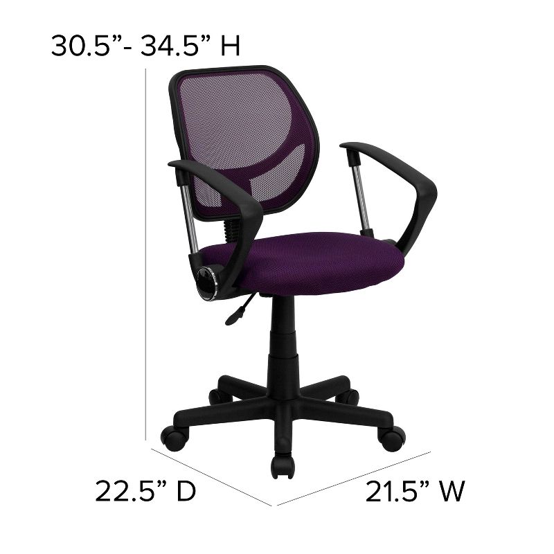 Emma and Oliver Mid-Back Mesh Swivel Task Office Chair with Curved Square Back and Arms, 4 of 11