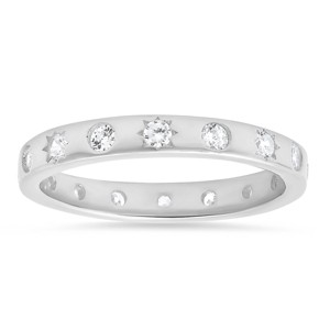 Sterling Silver Celestial CZ Eternity Band Ring - 1 of 3