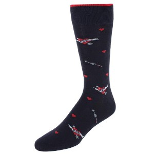 CTM Men's Heart Tattoo Novelty Crew Cotton Blend Socks (1 Pair) - 1 of 2