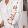Women's White Flared Lace Ruffle Sleeve V-Neck Blouse - Cupshe - 3 of 4