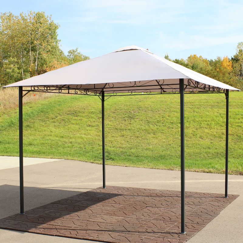 Sunnydaze Steel Open Gazebo with Weather-Resistant Polyester Fabric Top and Black Metal Frame for Backyard, Garden, Deck or Patio - 10' x 10' - Gray, 3 of 10